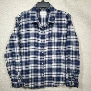 American Eagle Women's Boyfriend Fit Flannel Shirt - Size Small - Blue/White